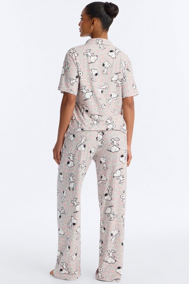 Snoopy Leopard PJ Pant Set - Grey/combo
