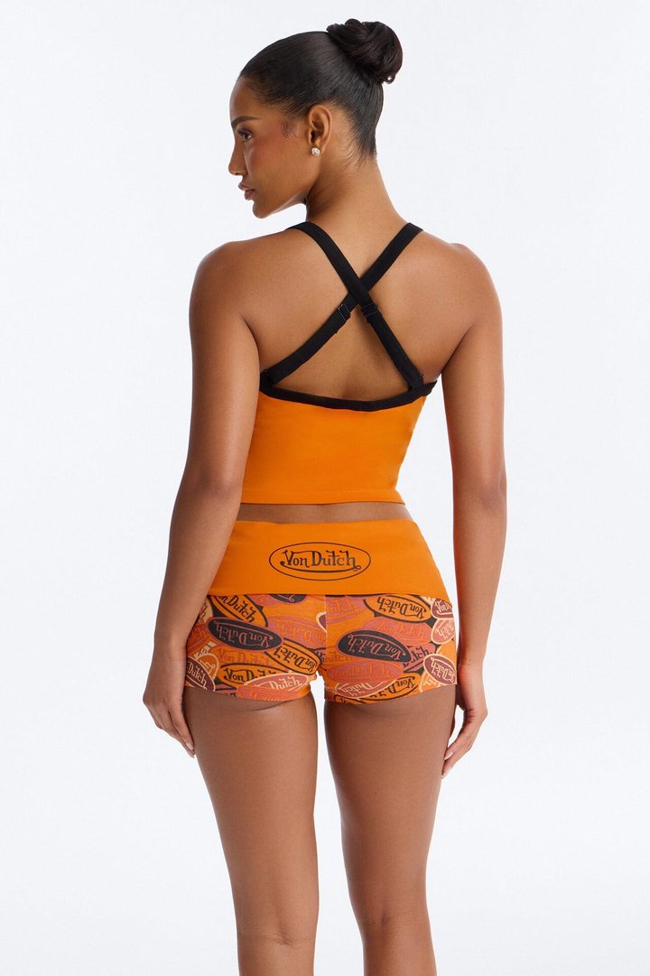 Von Dutch Logo PJ Short Set - Orange/combo