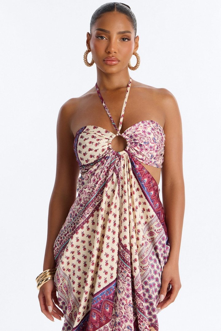 Wildflower Soul Satin Maxi Dress - Purple/combo