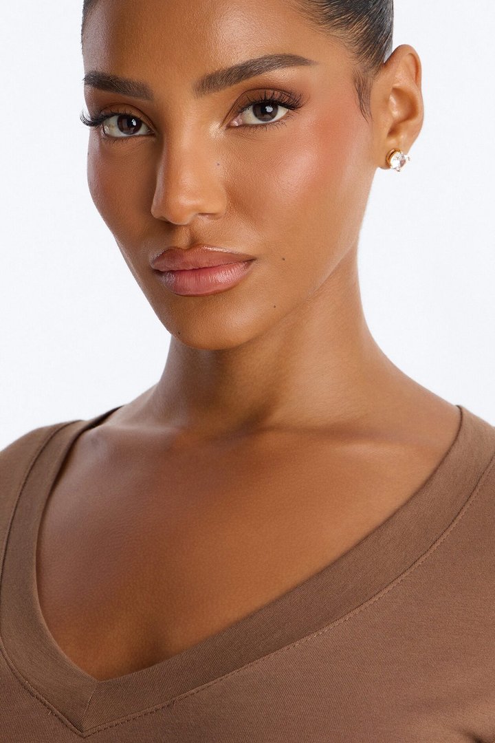 Ashley V-Neck Top - Mocha