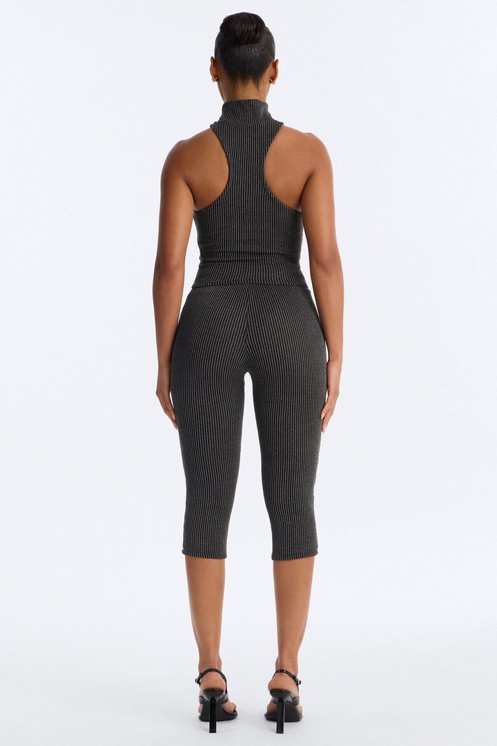 Ruth Textured Capri Set - Charcoal