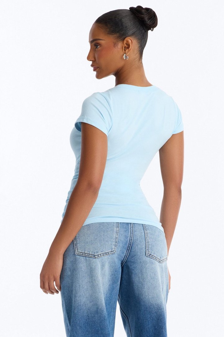 Sabrina Crew Neck Tee - Light Blue