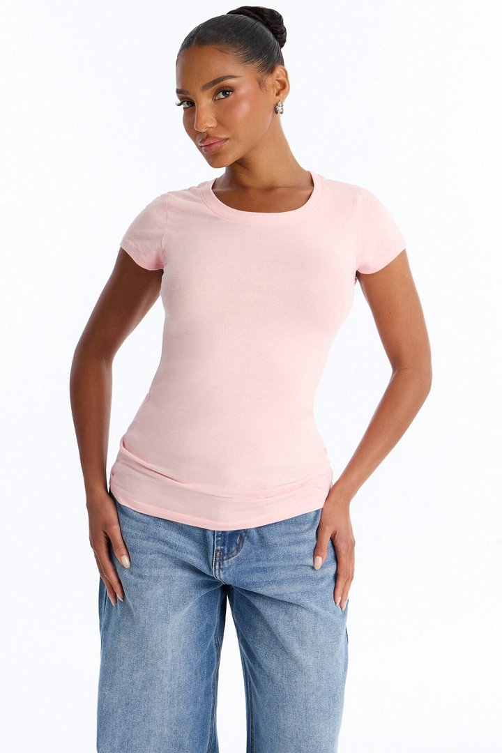 Sabrina Crew Neck Tee - Light Pink