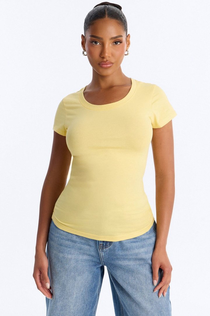 Sabrina Crew Neck Tee - Butter Yellow