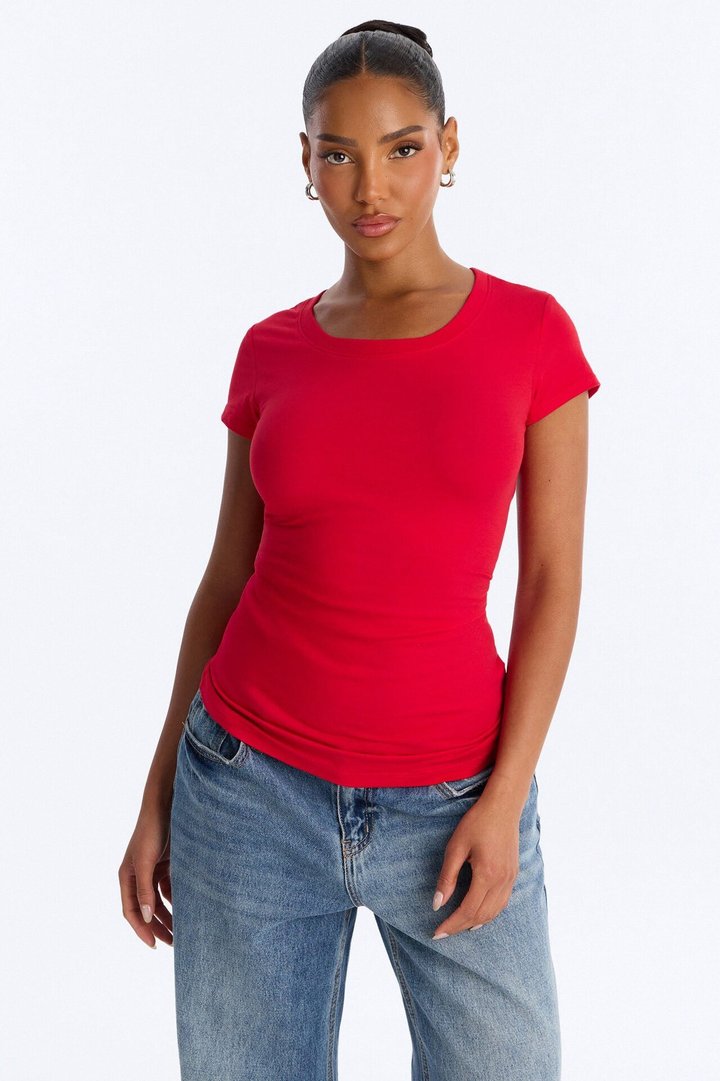 Sabrina Crew Neck Tee - Red