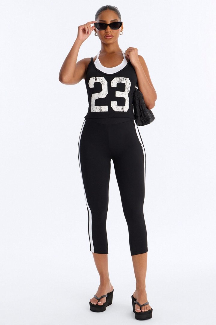 Hot Player 23 Capri Legging Set - Black/White