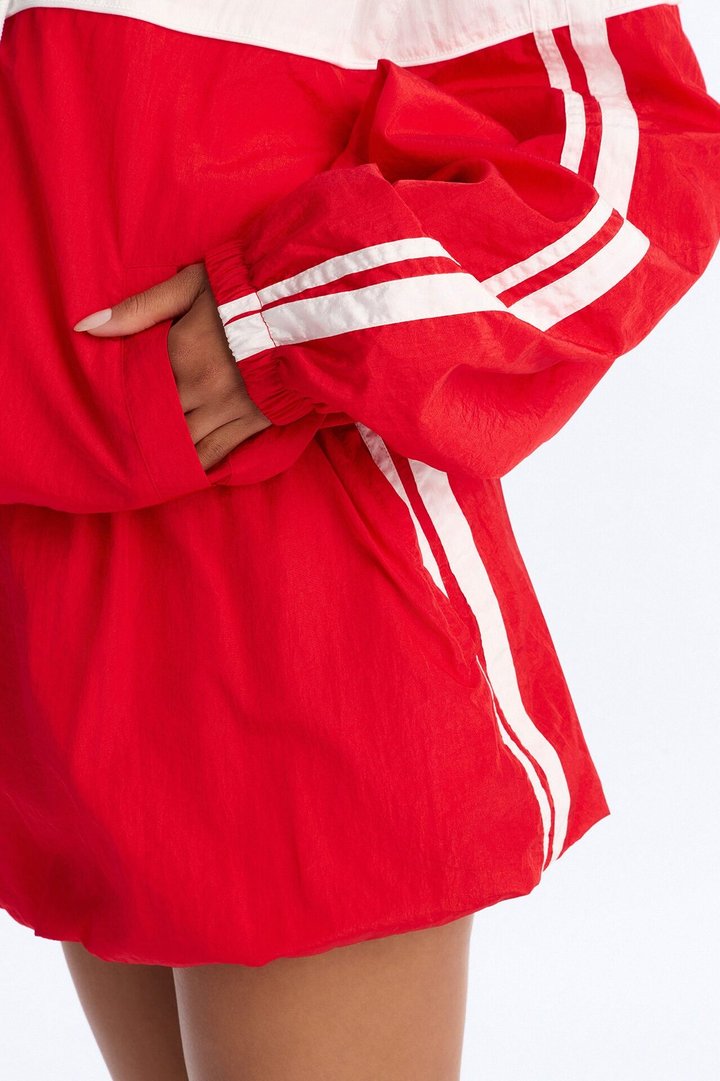City Sprint Windbreaker Bubble Skirt Set - Red