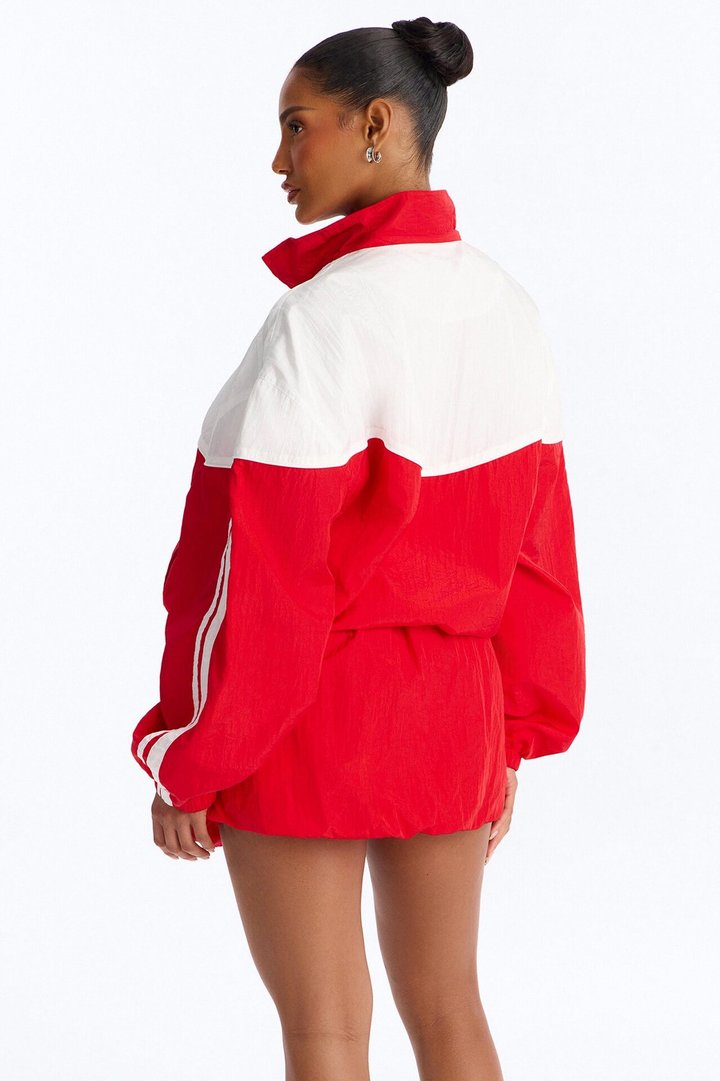 City Sprint Windbreaker Bubble Skirt Set - Red