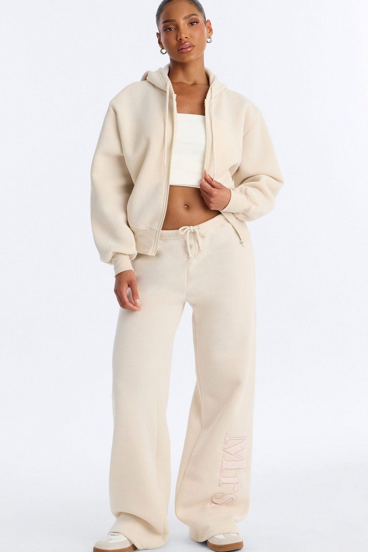 Soon To Be Mrs Fleece Pant Set - Cream
