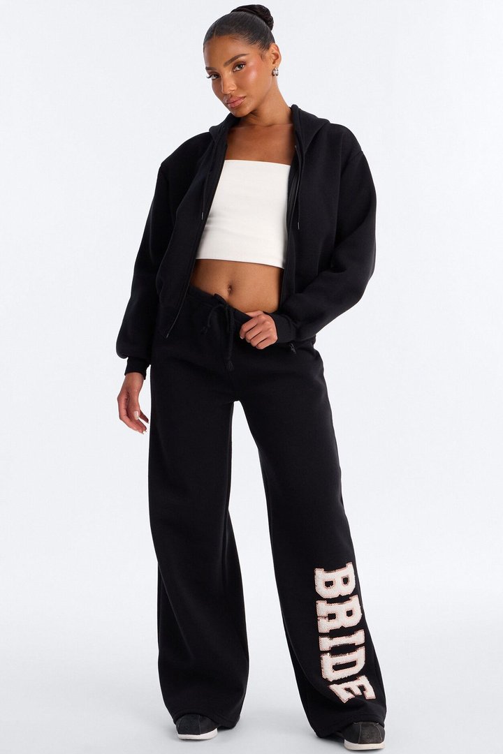 Bride To Be Fleece Pant Set - Black/White