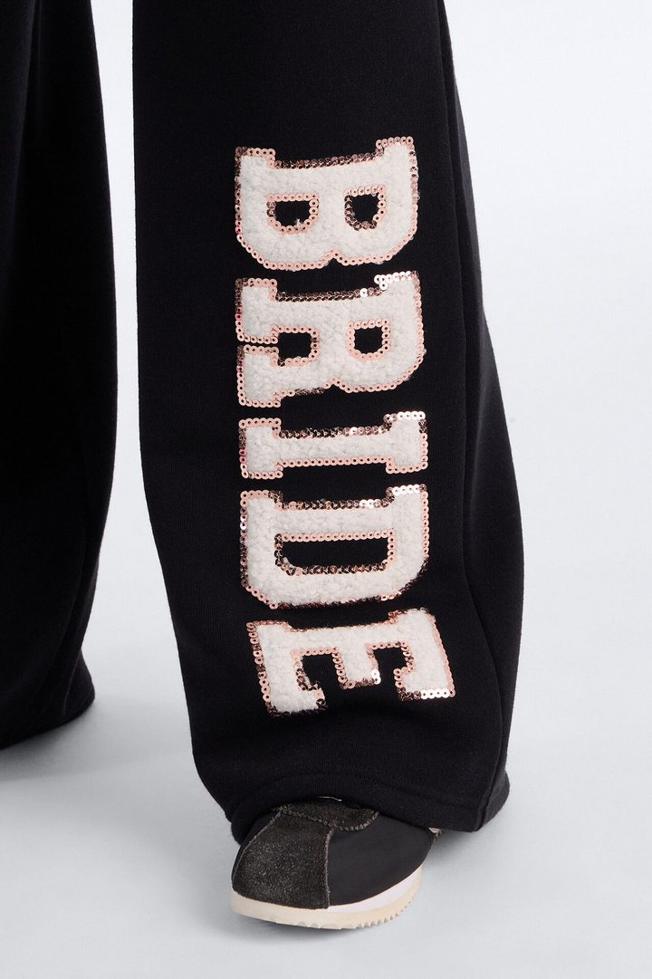 Bride To Be Fleece Pant Set - Black/White