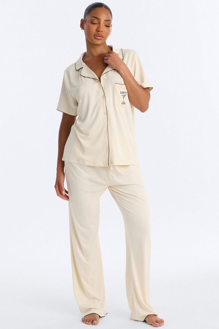 She Likes It Dirty PJ Pant Set - Cream/combo