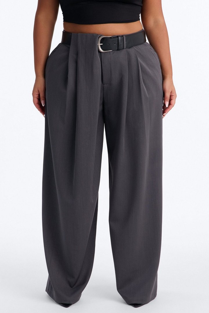 Natalie High Rise Wide Leg Trouser - Charcoal