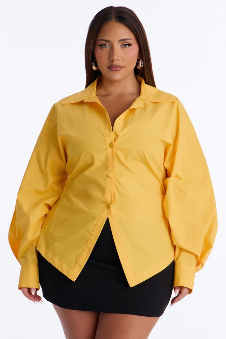Junie Oversized Button Down Top - Orange