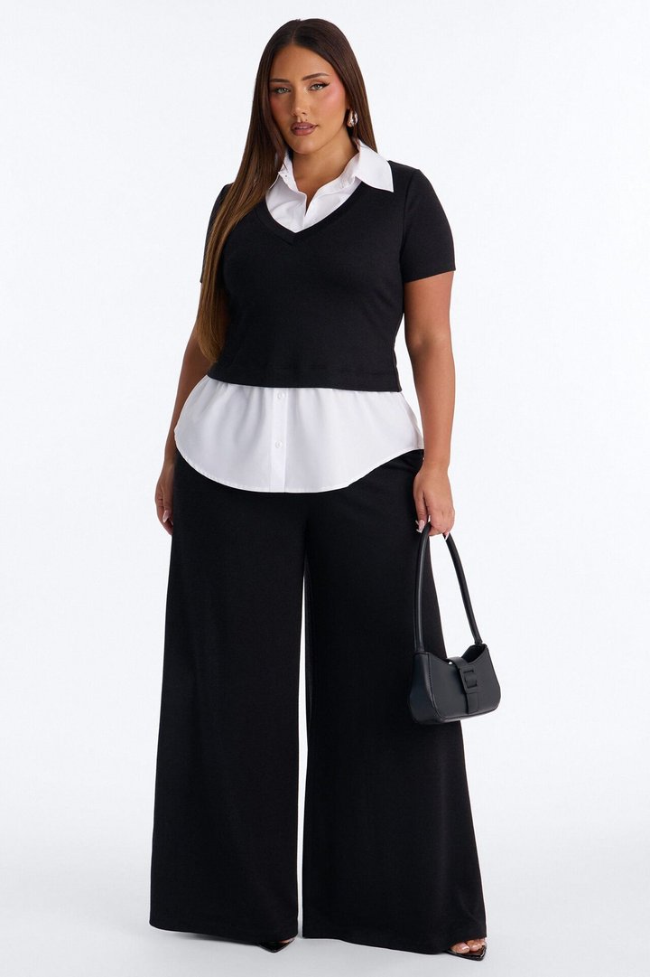 Sharay Knit 2fer Pant Set - Black