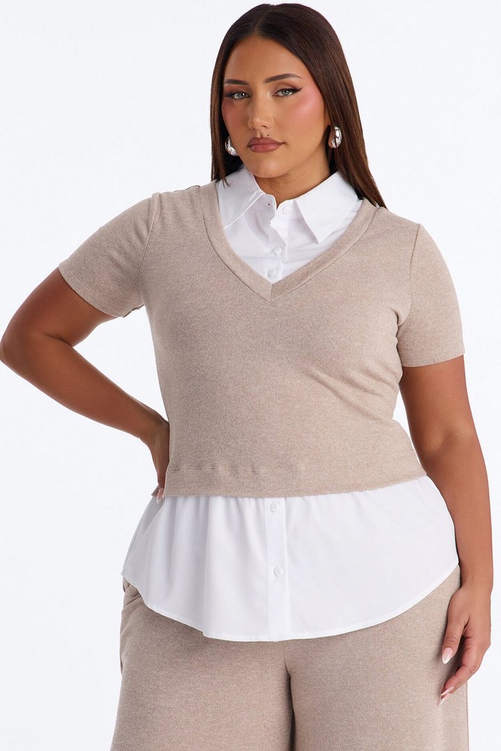 Sharay Knit 2fer Pant Set - Taupe