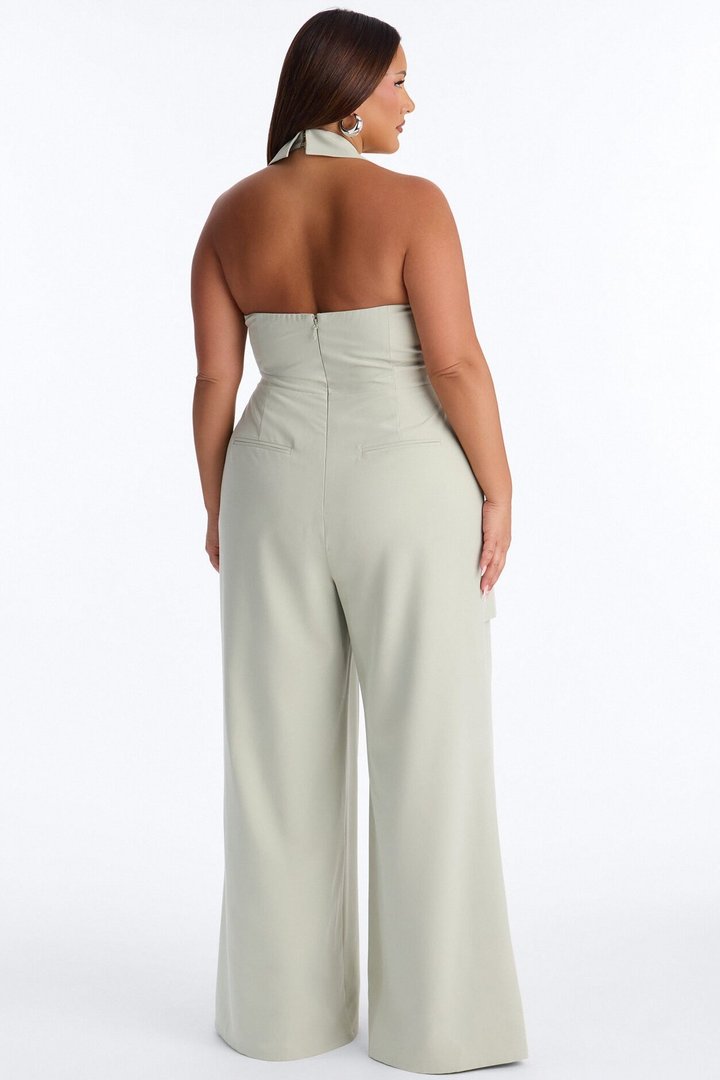 Amara Asymmetrical Draped Jumpsuit - Sage