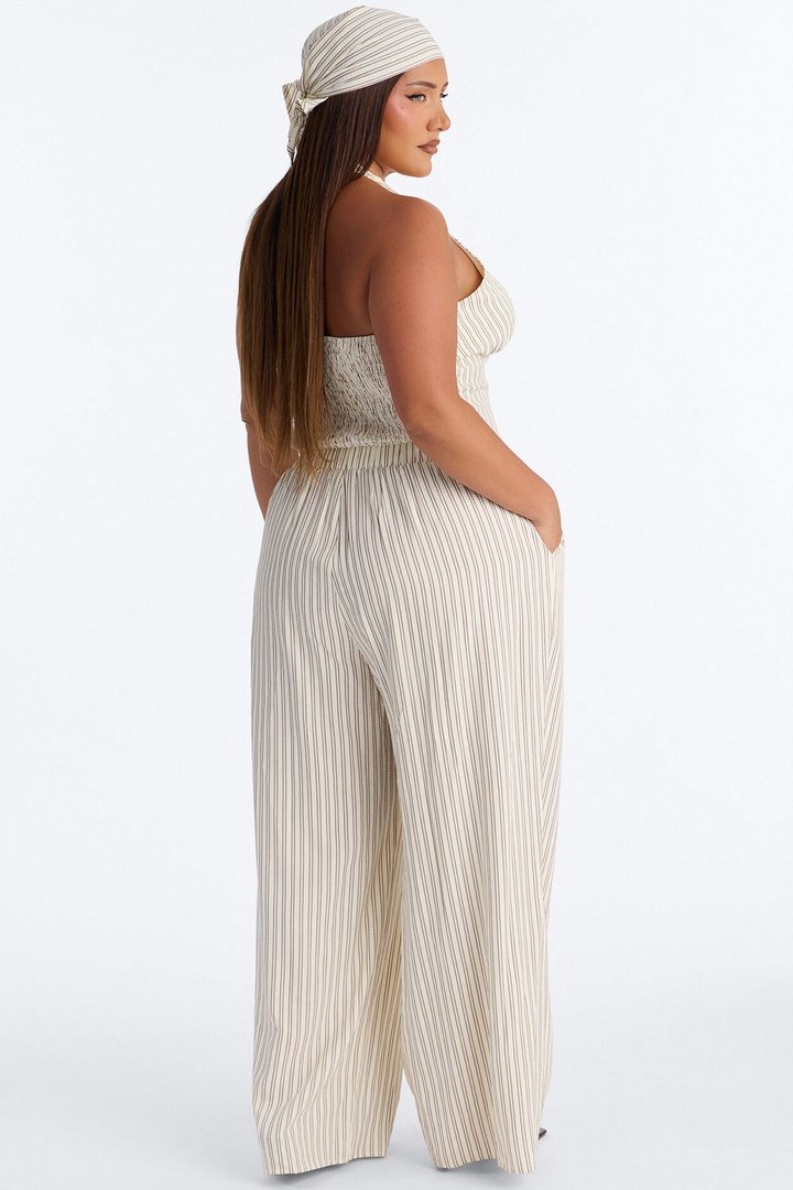 Donna Pinstripe 3 Piece Pant Set - Yellow/combo