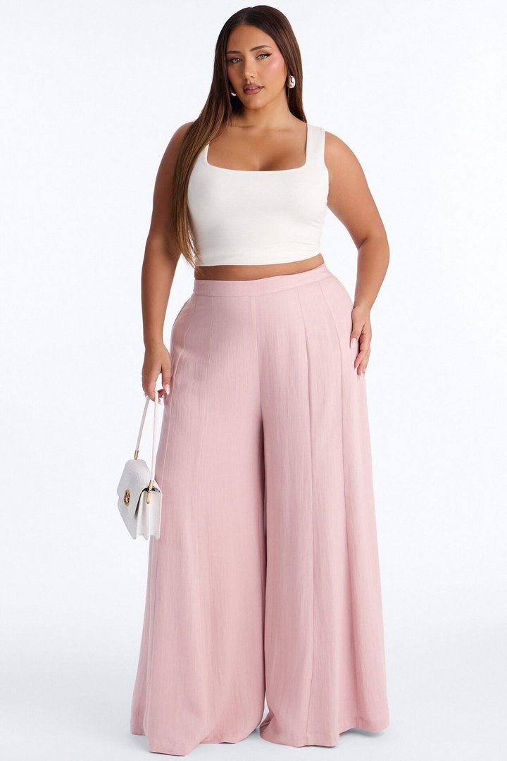Kimia Mid Rise Extra Wide Leg Pant 33″ - Light Pink