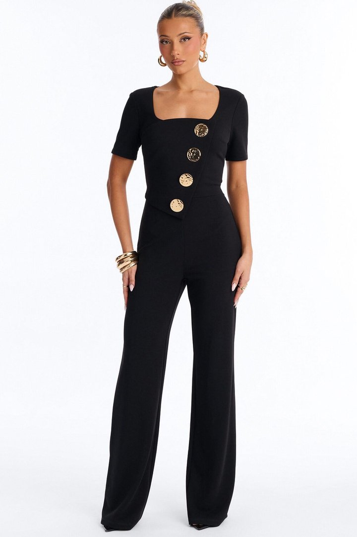 Like You Mean It Short Sleeve Jumpsuit - Black