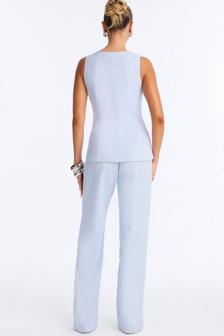 Annabelle Sleeveless Straight Leg Jumpsuit - Blue