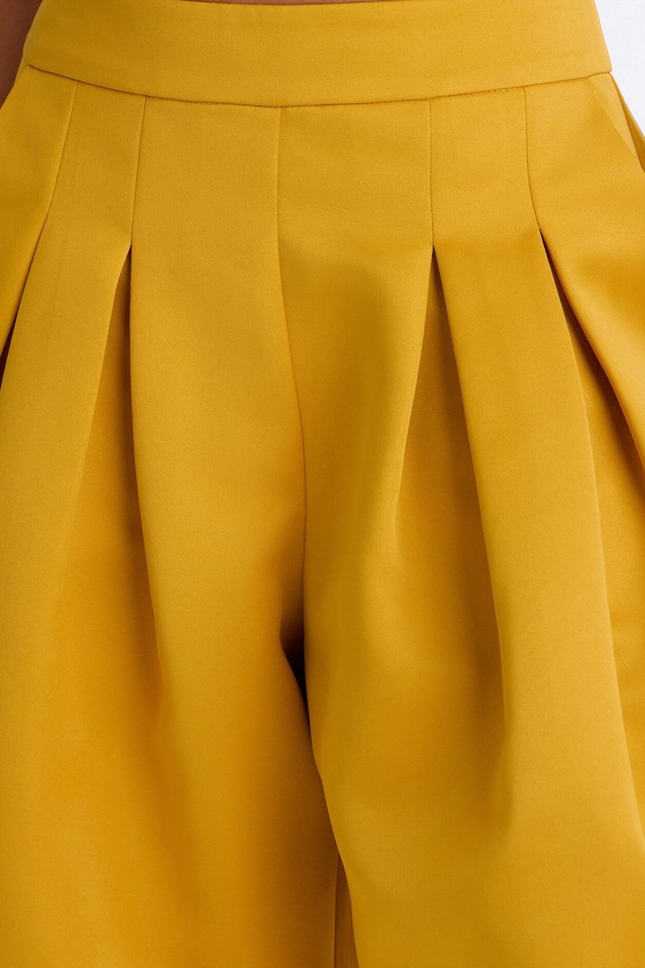 Ottilie High Rise Pleated Barrel Leg Pant - Yellow