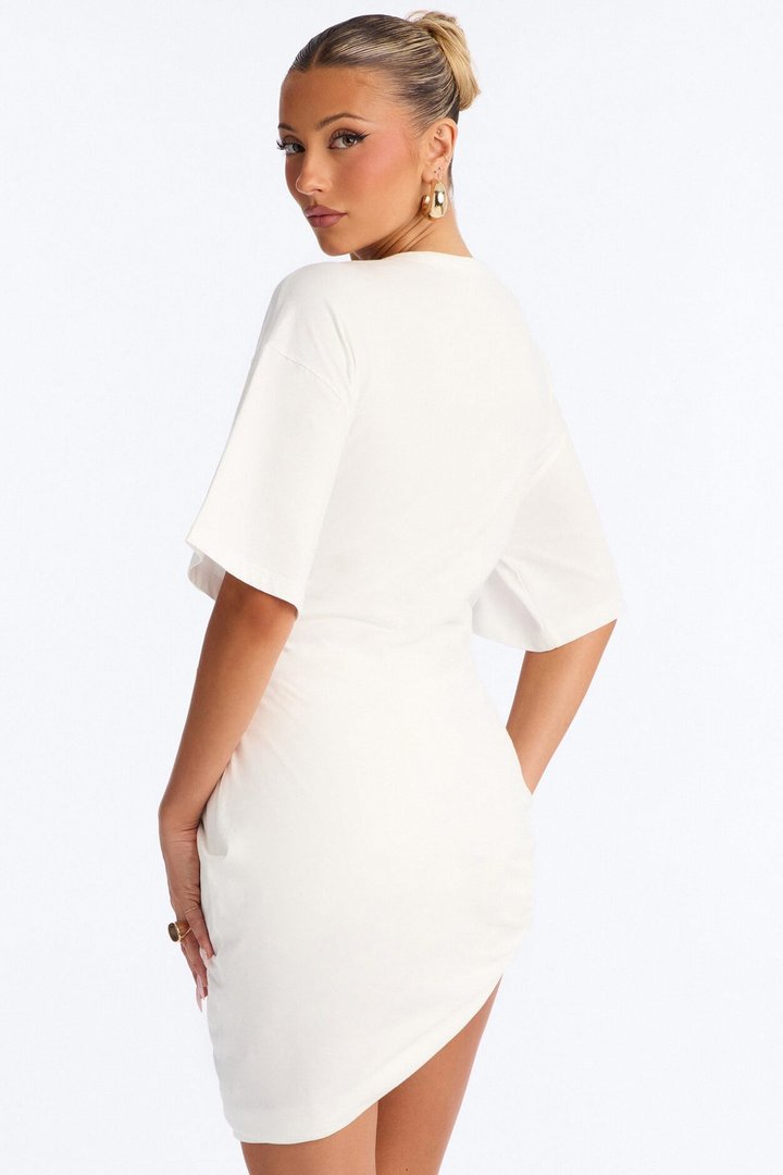 Refined Effect Ruched Short Set - White