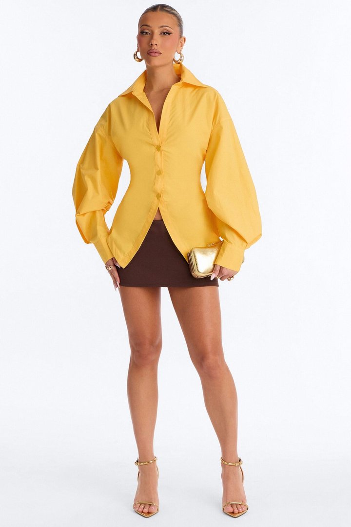 Junie Oversized Button Down Top - Orange