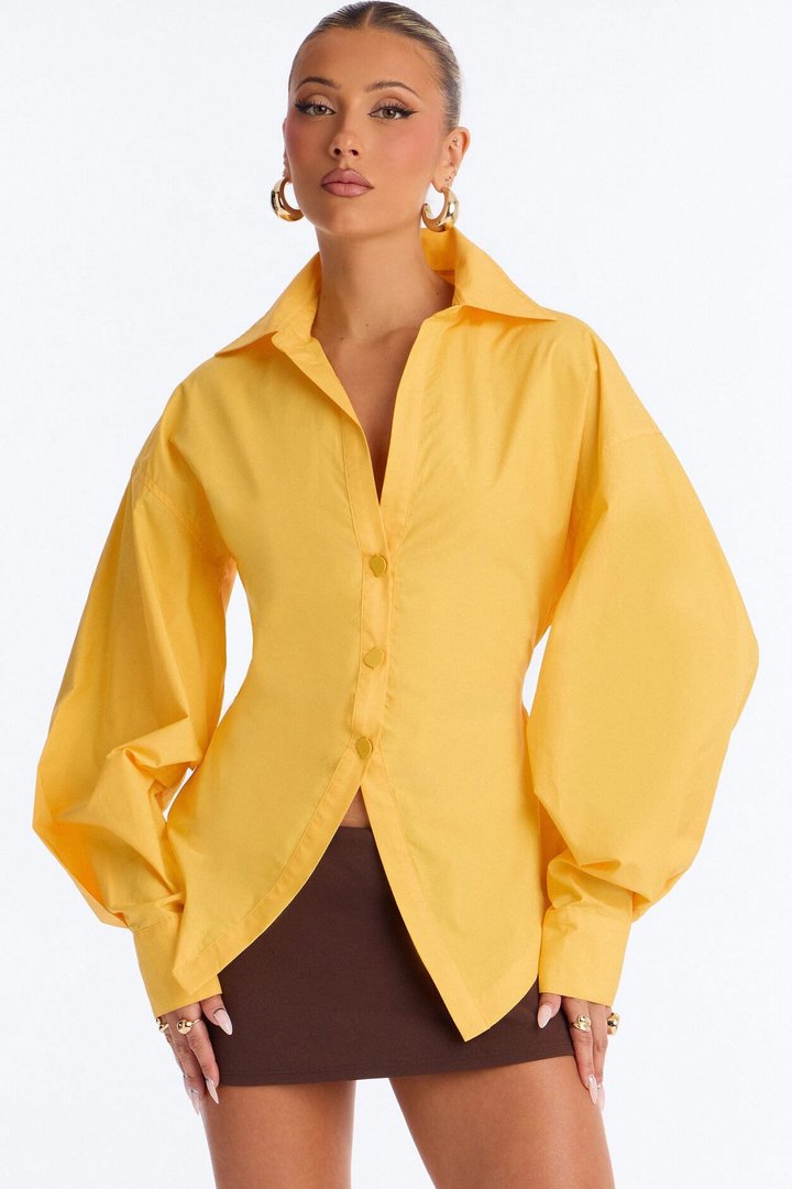 Junie Oversized Button Down Top - Orange