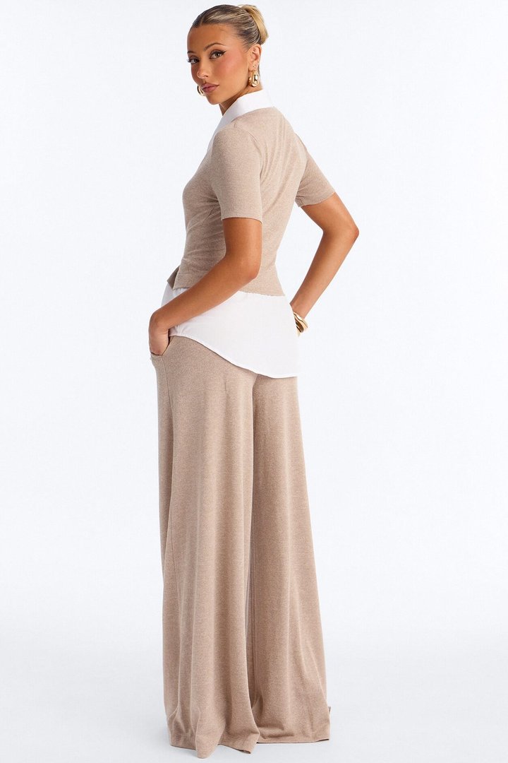 Sharay Knit 2fer Pant Set - Taupe