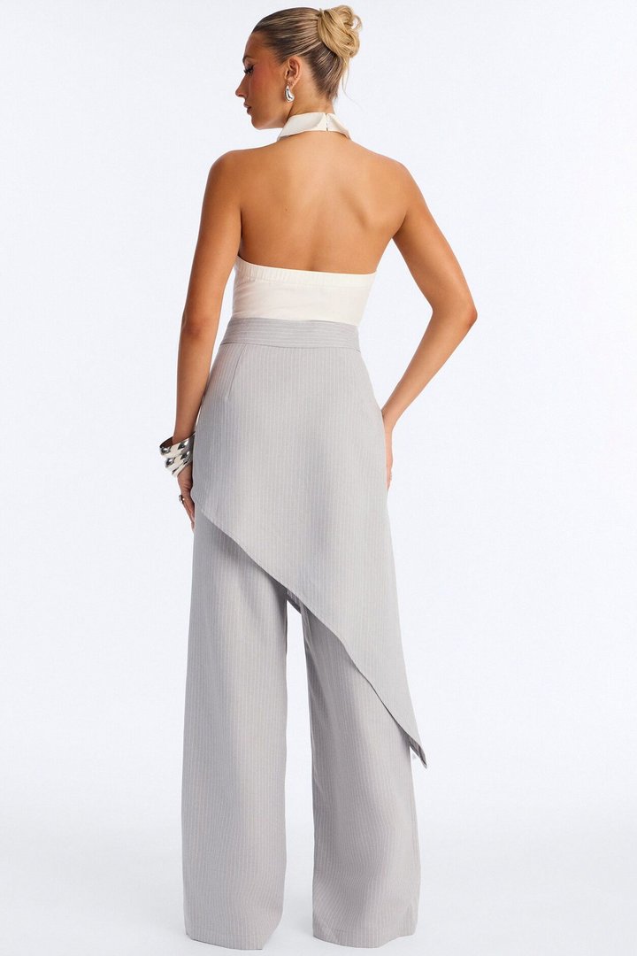 Janelle Draped Skirt Jumpsuit - Grey