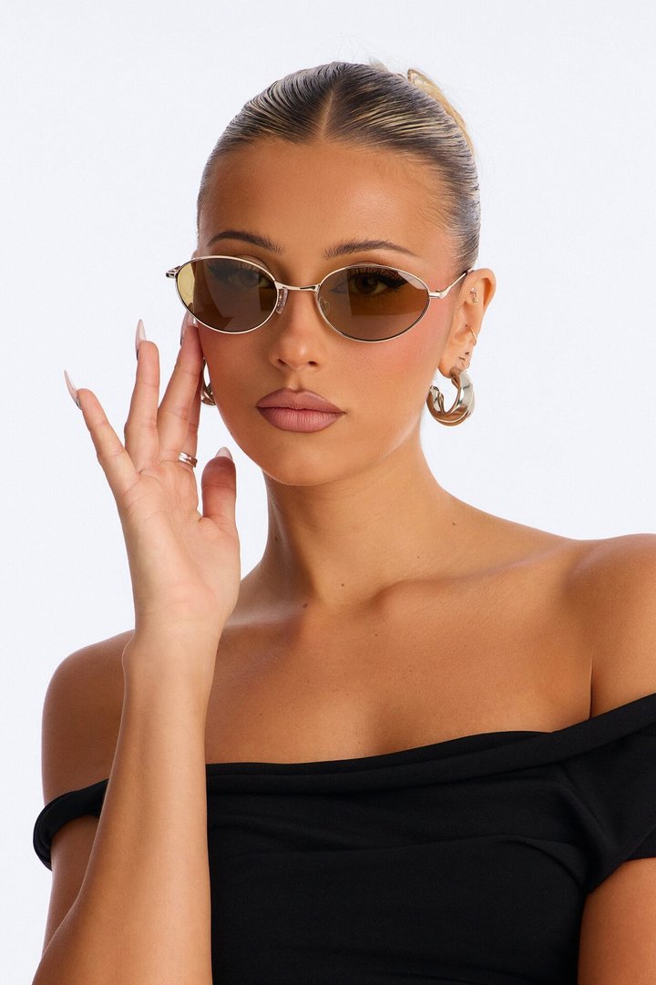 Sporty Chic Girl Sunglasses - Gold/Brown
