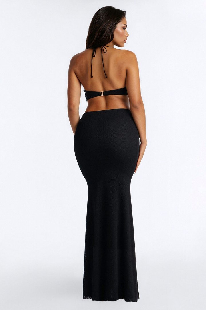 Endless Shores Crochet Maxi Dress - Black