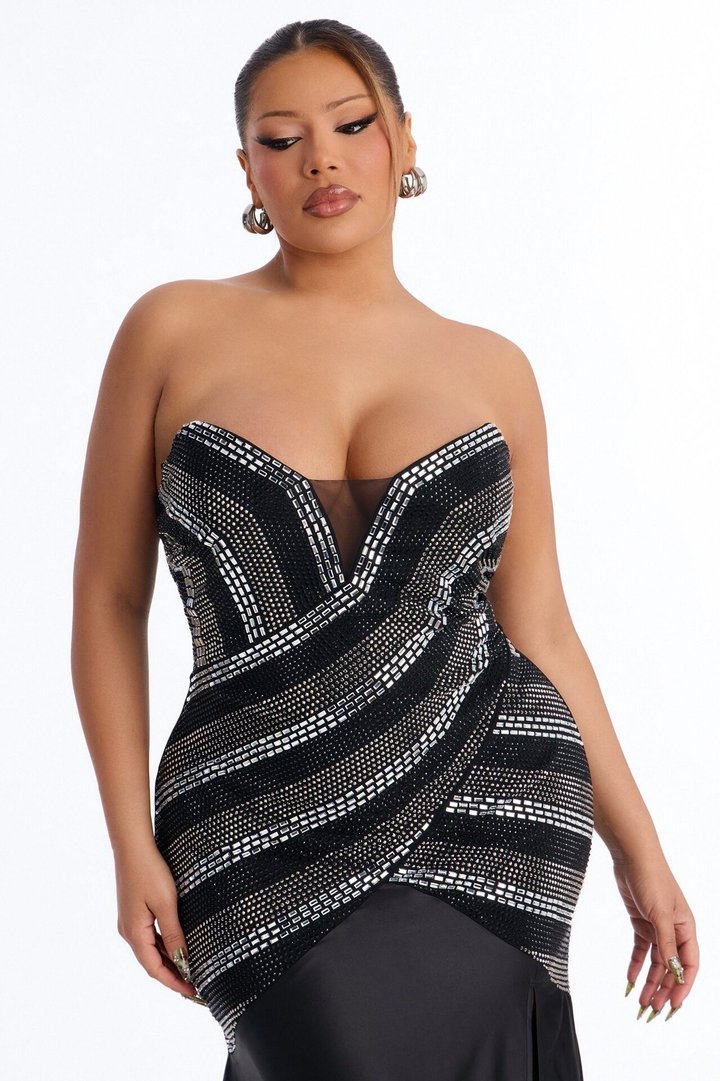 Daniella Embellished Drop Waist Gown - Black