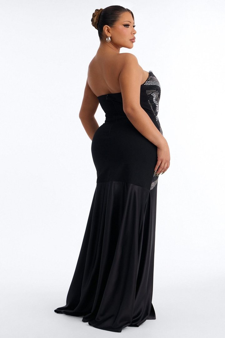 Daniella Embellished Drop Waist Gown - Black