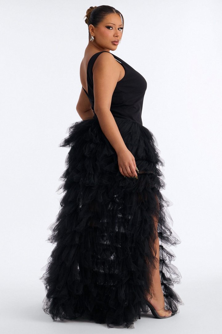 Madame Slays Ruffle Gown - Black