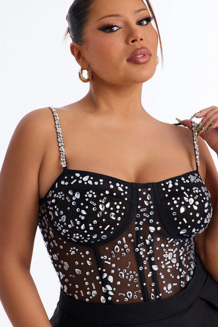 All About Me Embellished Mini Dress - Black