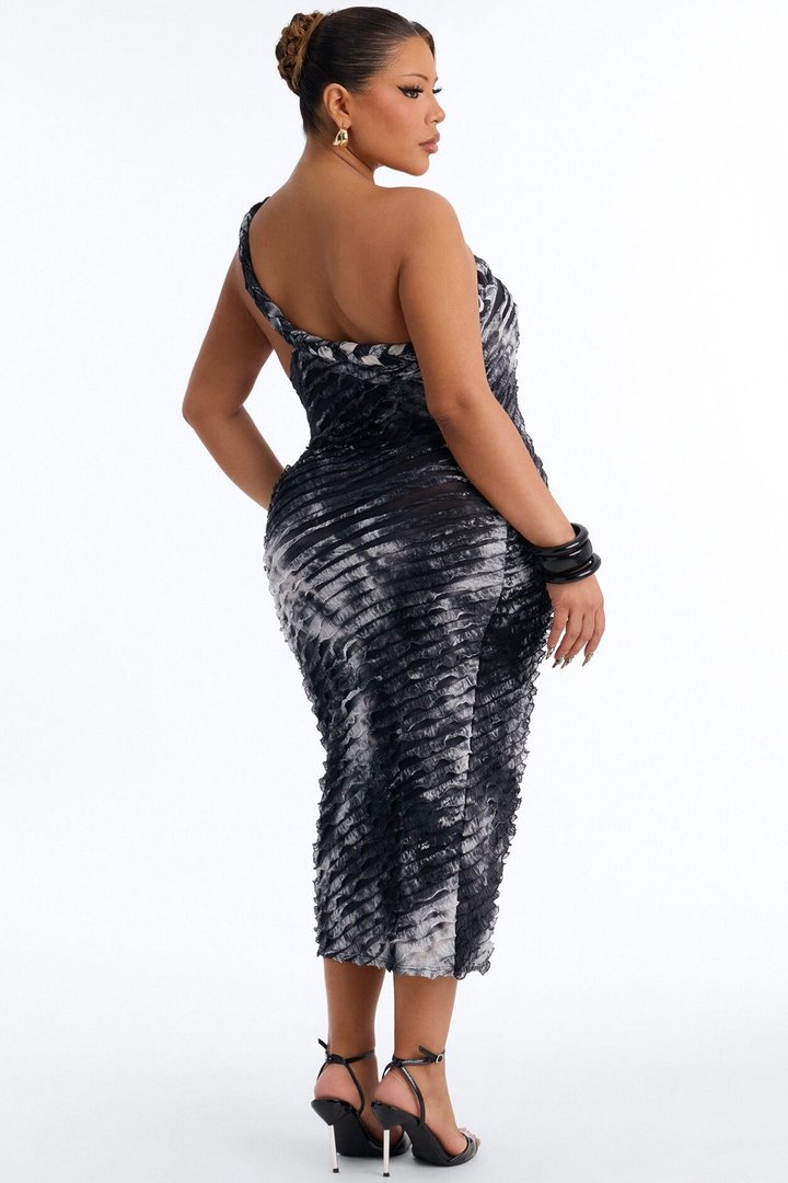 Maylee Textured Midi Dress - Black