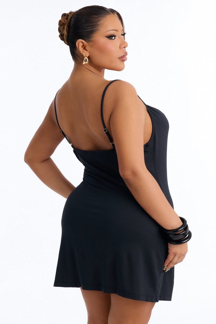 Georgina Cowl Neck Mini Dress - Black