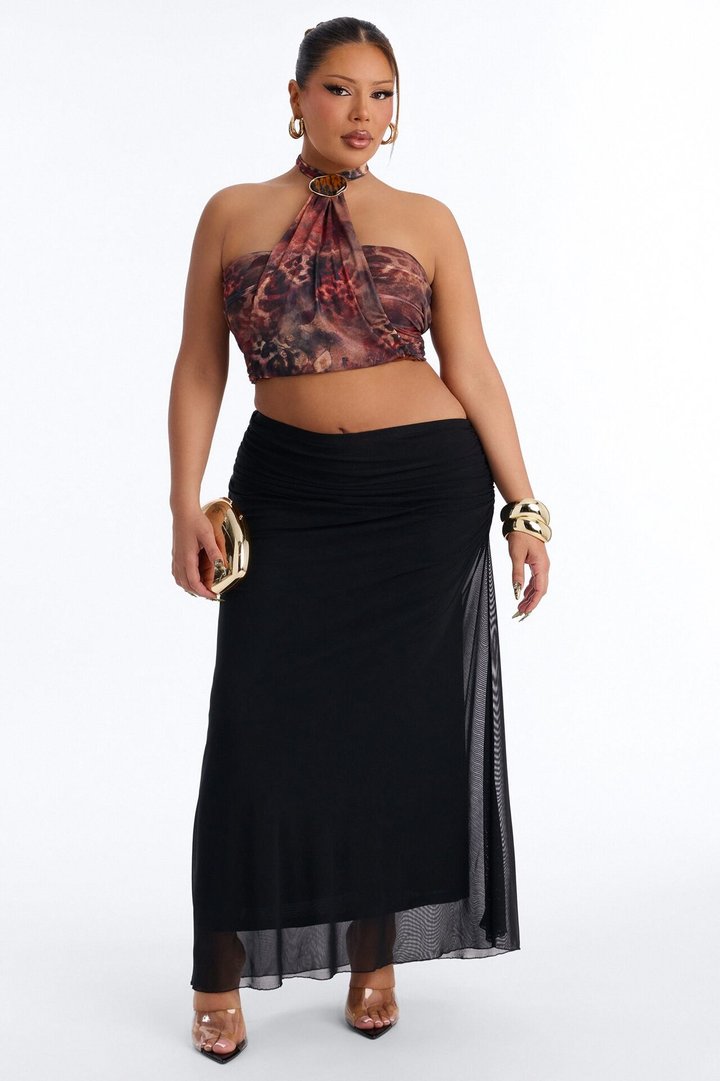 Sassy Swinger Asymmetric Waistband Maxi Skirt - Black