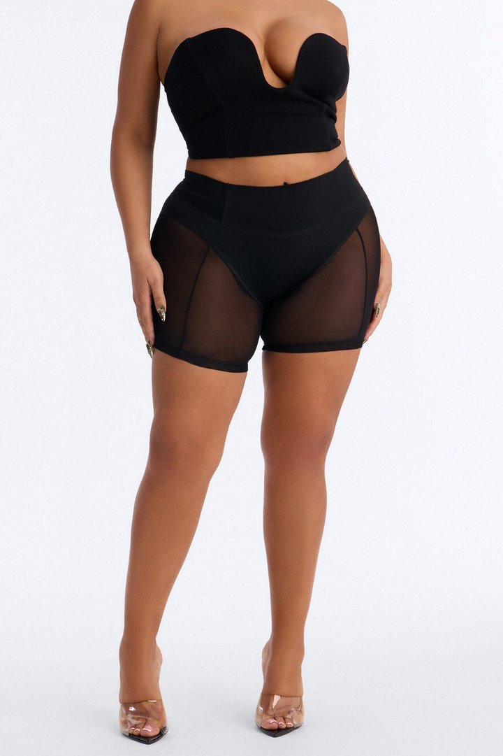 Baddie Instincts Mesh Biker Short - Black