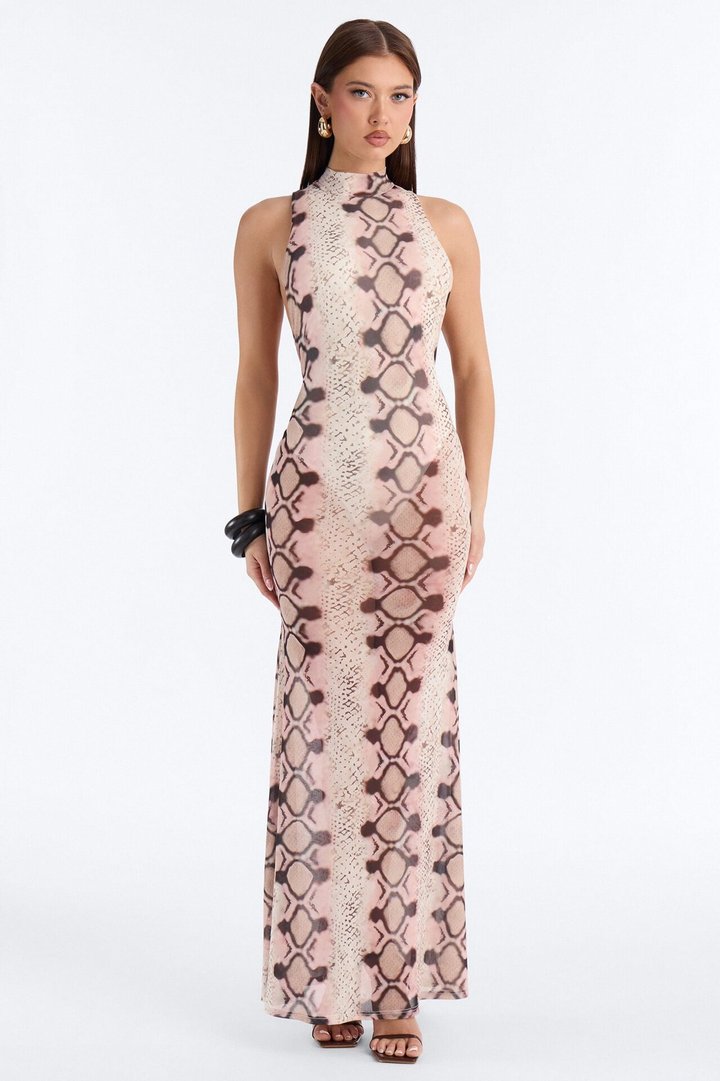 Can't Be Tamed Mesh Maxi Dress - Pink/combo