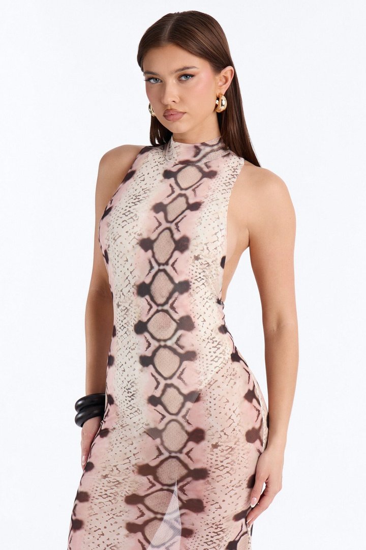 Can't Be Tamed Mesh Maxi Dress - Pink/combo
