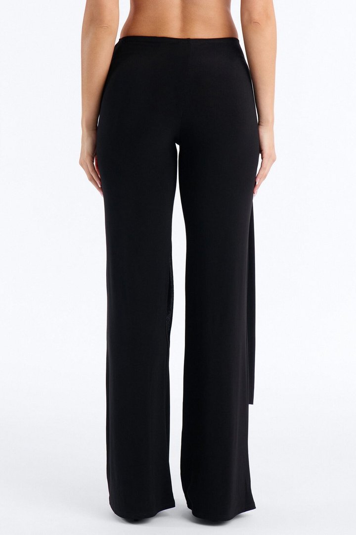 Sakura High Rise Tie Waist Flare Pants - Black