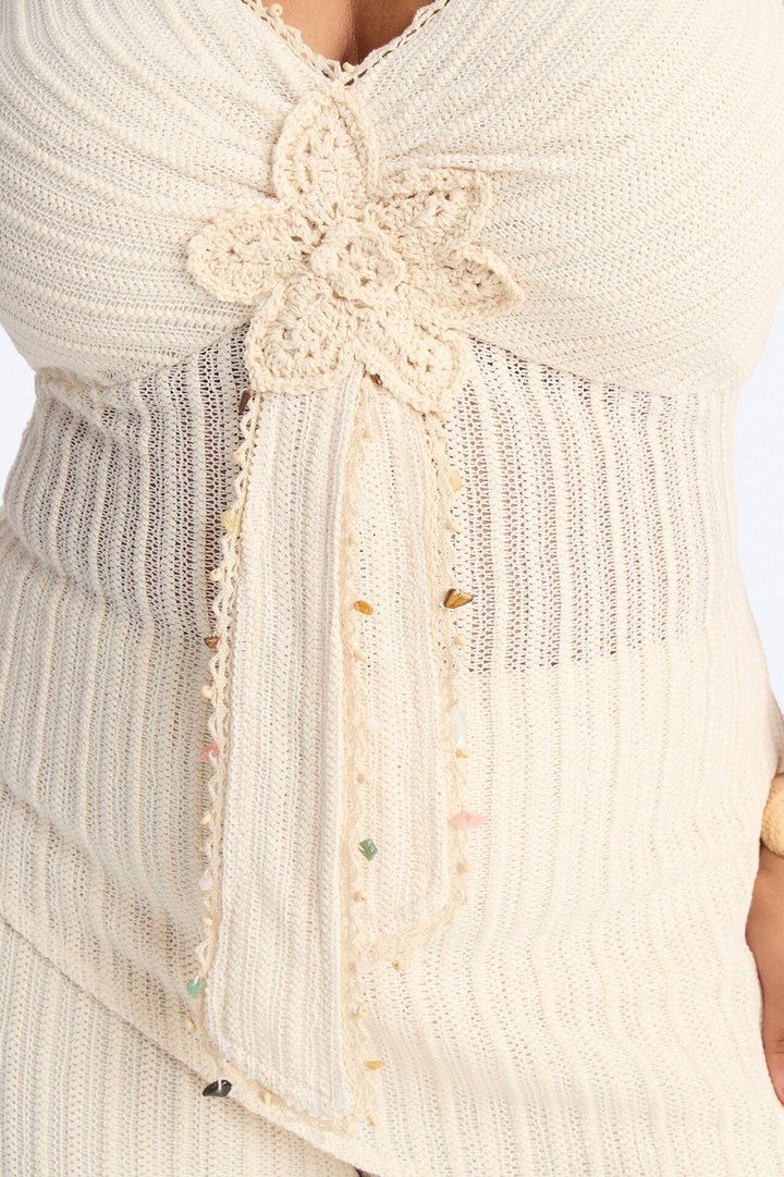 Judy Crochet Pant Set - Cream