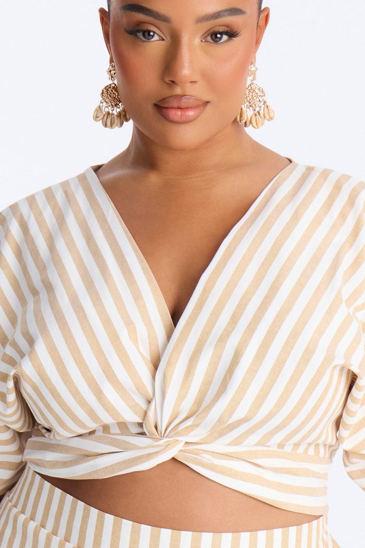 Nantucket Stripe Pant Set - Taupe