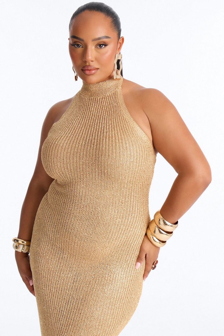 Melania Crochet Maxi Dress - Gold