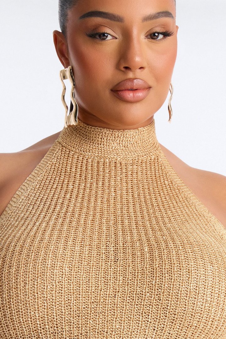 Melania Crochet Maxi Dress - Gold