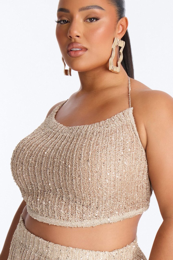 Eva Metallic Crochet Maxi Skirt Set - Gold