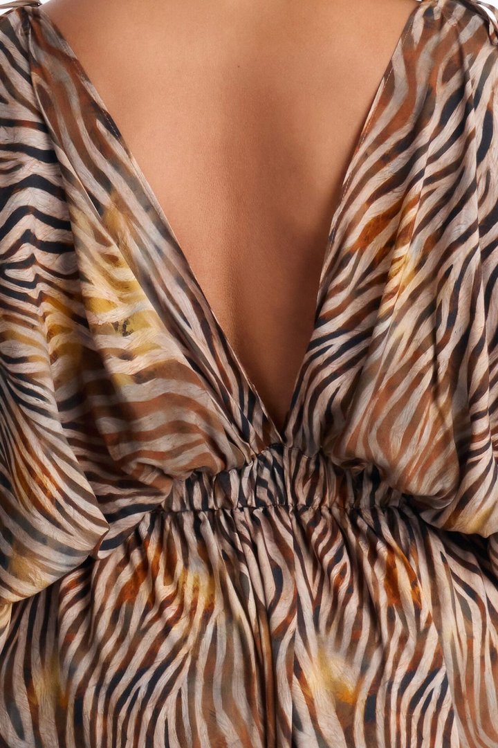 Laurel Animal High Slits Maxi Dress - Brown/combo